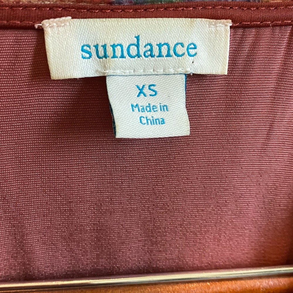 Sundance Velvet Floral Embroidered Top Burgundy size XS - Picture 2 of 6